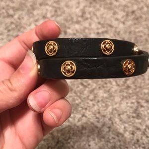 Stella & Dot clover double wrap leather bracelet